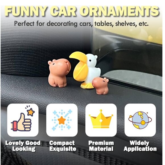 7pc Cute Capybara Car Dashboard Rearview Mirror Ornaments Funny Decor Desktop - Picture 5 of 8
